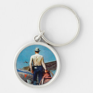 Flying Cowboy by Mead Schaeffer Key Ring