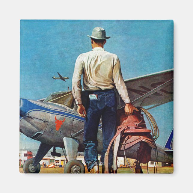 Flying Cowboy by Mead Schaeffer Magnet (Front)