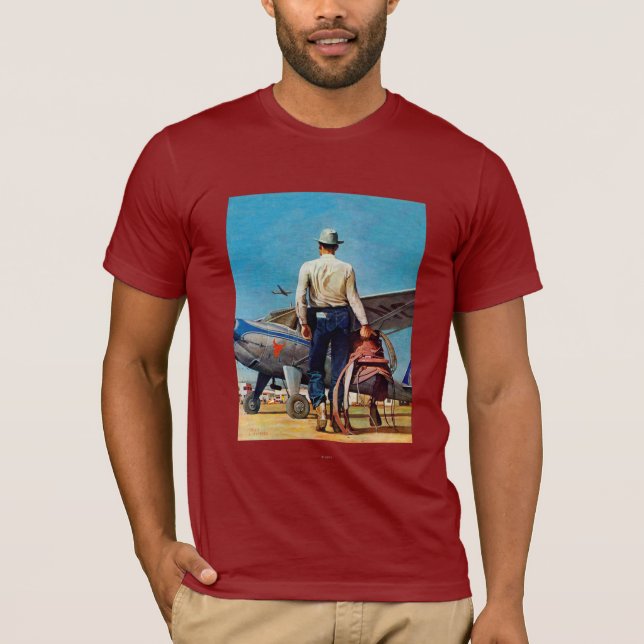 Flying Cowboy by Mead Schaeffer T-Shirt (Front)