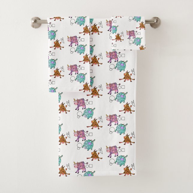 Flying Cows Bath Towel Set (Insitu)