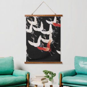 Flying Cranes,Japanese Bird Kimono Art Hanging Tapestry