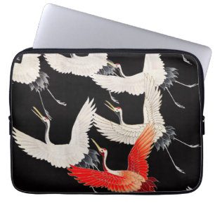Flying Cranes: Japanese Bird Kimono Art Laptop Sleeve