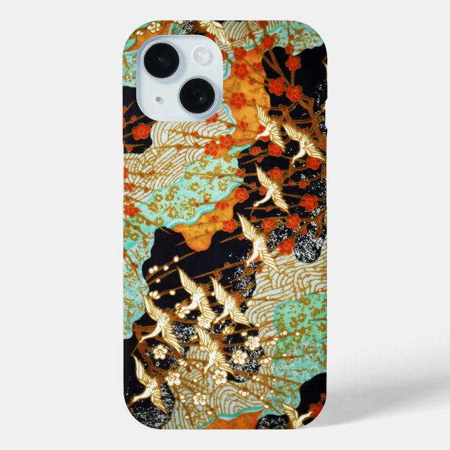 FLYING CRANES WITH SPRING FLOWERS Japanese Floral Case-Mate iPhone Case (Back)