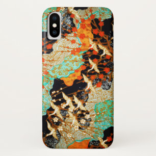 FLYING CRANES WITH SPRING FLOWERS Japanese Floral iPhone X Case
