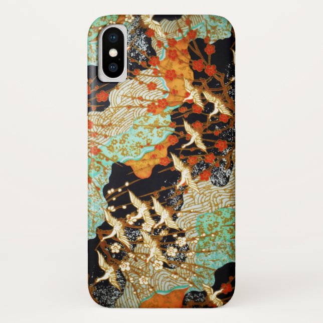 FLYING CRANES WITH SPRING FLOWERS Japanese Floral Case-Mate iPhone Case (Back)