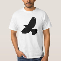 Flying Crow and Fan Tail Silhouette