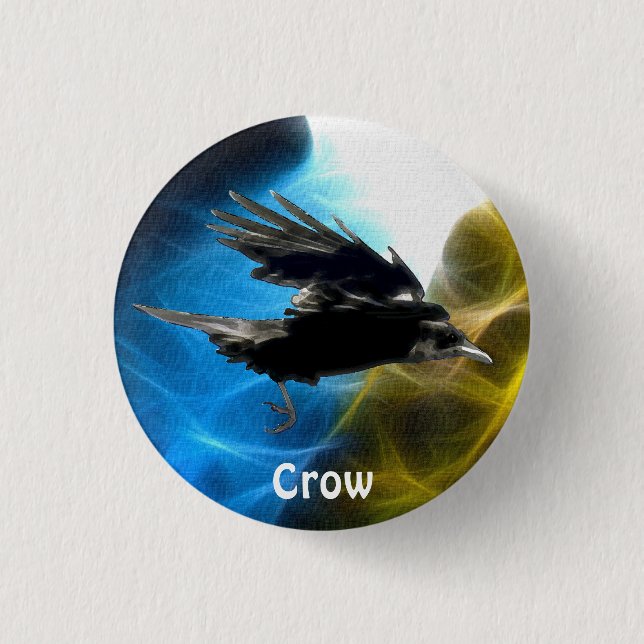FLYING CROW Raven Wildlife Birds Series 3 Cm Round Badge (Front)
