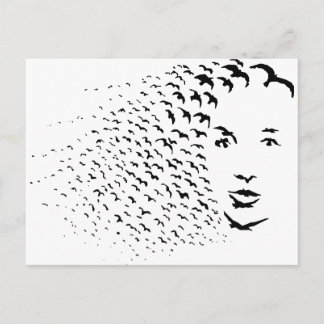 Flying Crows or Face Optical Illusion Postcard