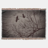 Flying Crows Tree Branches Birds Gothic