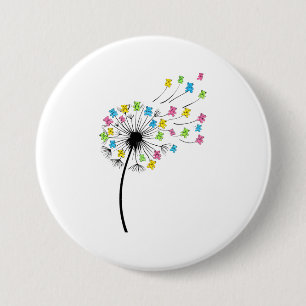 Flying cute bears dandelion flow 7.5 cm round badge