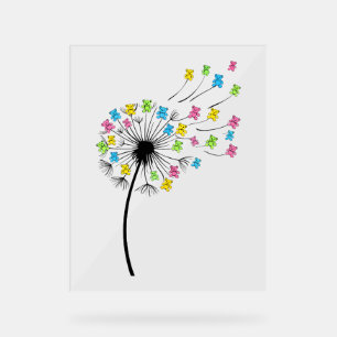 Flying cute bears dandelion flow acrylic sign