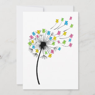 Flying cute bears dandelion flow invitation