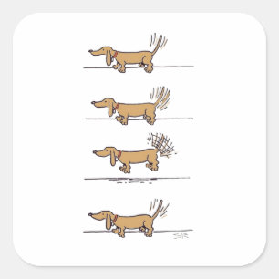 Flying Dachshund brown square stickers