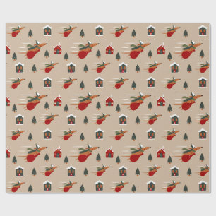 Flying Dachshund Christmas Pattern Wrapping Paper