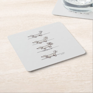 Flying Dachshund gray paper coasters
