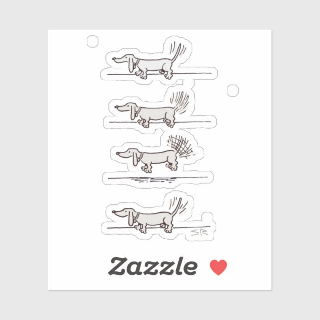 Flying Dachshund grey contour sticker (Sheet)