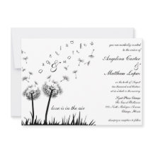 flying dandelion wedding invitation