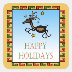 Flying Deer Square Decal / Sticker