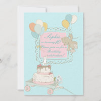Flying dog and birds- Children Birthday Invitation