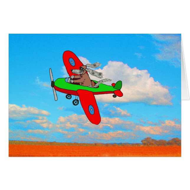 "Flying Dog" blank card, humour. (Front Horizontal)