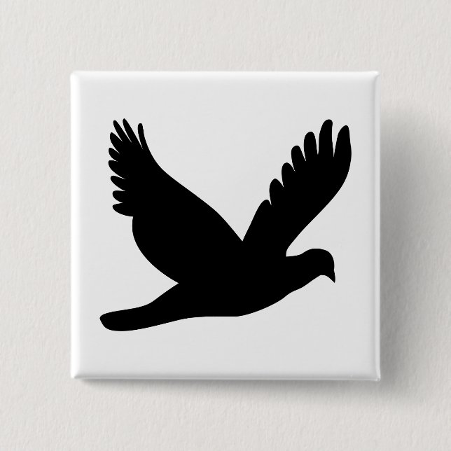 Flying Dove Silhouette 15 Cm Square Badge (Front)
