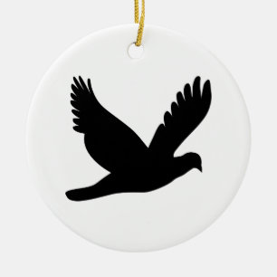 Flying Dove Silhouette Ceramic Tree Decoration