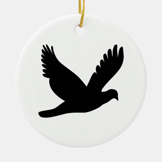Flying Dove Silhouette Ceramic Tree Decoration (Front)