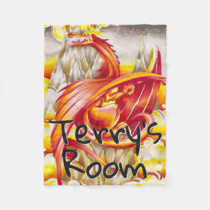 Flying Dragon and Volcano Personalised Fleece Blanket
