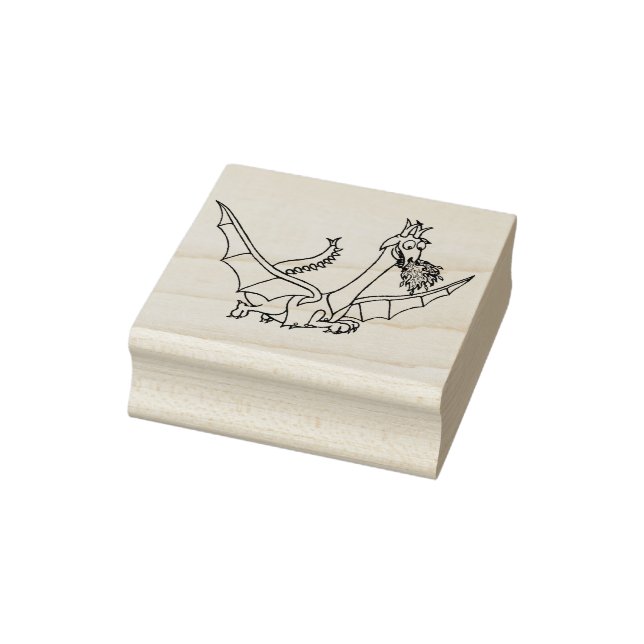 flying dragon breathing fire rubber stamp (Stamp)