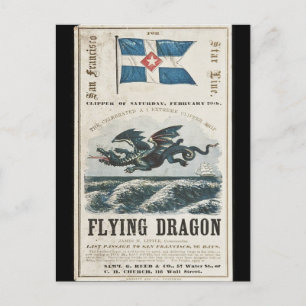 Flying Dragon Clipper sailing ship 1858 Postcard