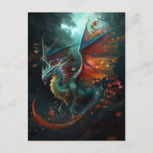 Flying Dragon Colourful Fantasy Art Postcard