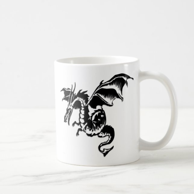 Flying Dragon Design White Coffee Mug (Right)