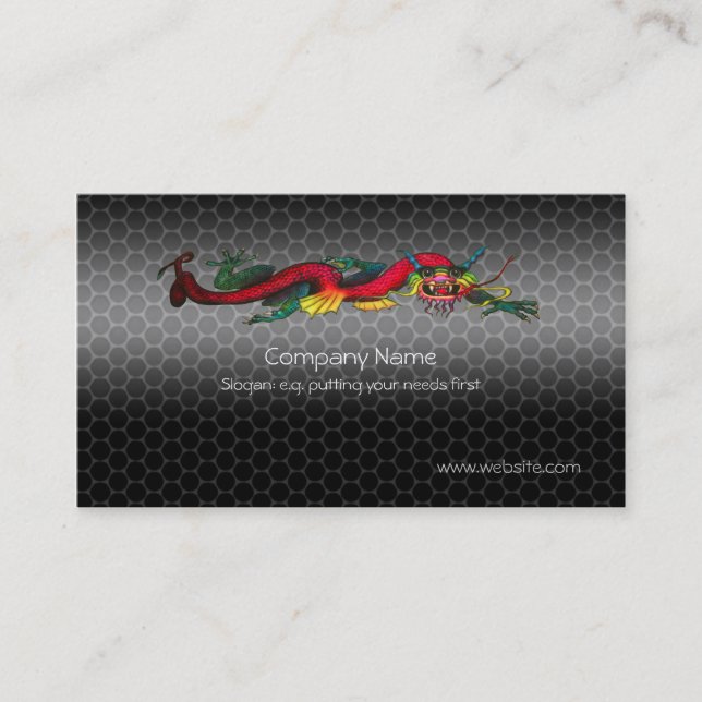 Flying Dragon logo, Metallic-look template Business Card (Front)