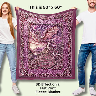 Flying Dragon Pinks, While You Sleep, 3D Effect Fleece Blanket