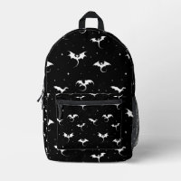 Flying dragons and stars on black background