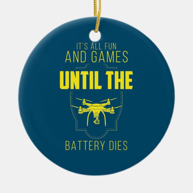 Flying Drone Is My Game Ceramic Tree Decoration (Front)