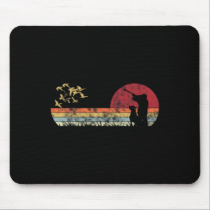 Flying Duck Hunting With Dog Retro Style Mouse Mat