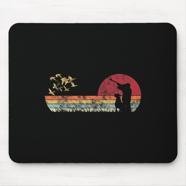 Flying Duck Hunting With Dog Retro Style  Mouse Mat (Front)