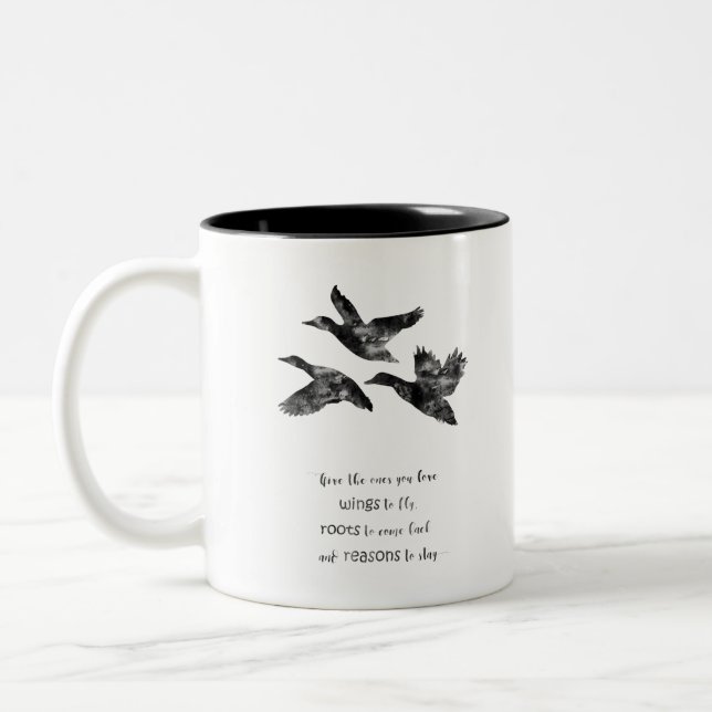 Flying ducks Two-Tone coffee mug (Left)