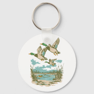 Flying Ducks Wetland Wildlife Nature Hunting Outdo Key Ring