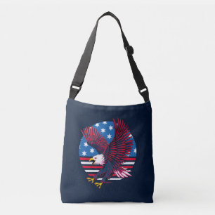 Flying Eagle and American Flag Crossbody Bag
