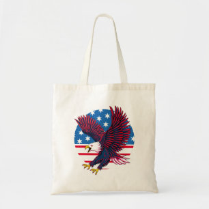 Flying Eagle and American Flag Tote Bag