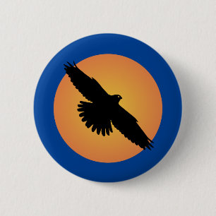 Flying eagle at front of the sun 6 cm round badge