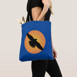 Flying eagle at front of the sun tote bag
