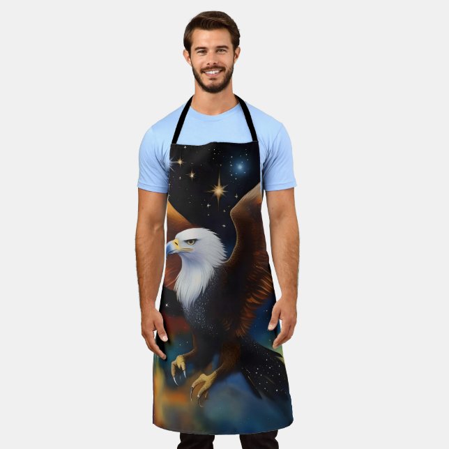 Flying Eagle Colorful Cosmic Art, Apron (Worn)