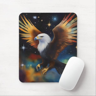 Flying Eagle Colourful Cosmic Art, Mouse Mat