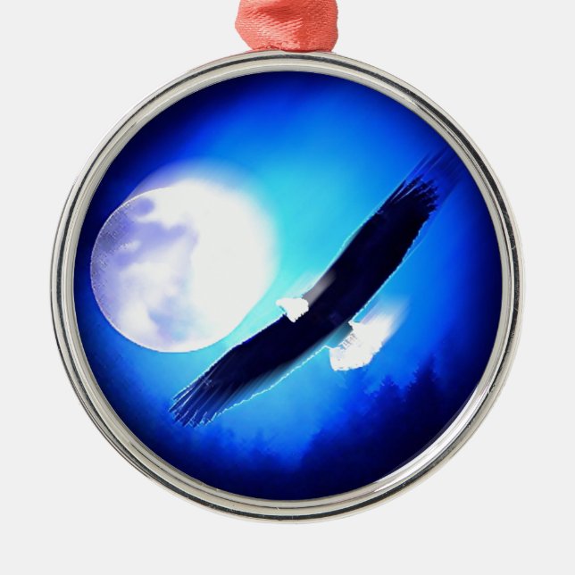 Flying Eagle & Moon Metal Tree Decoration (Front)