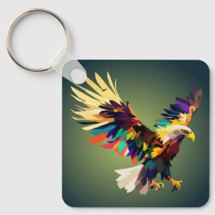 Flying eagle pop art key ring