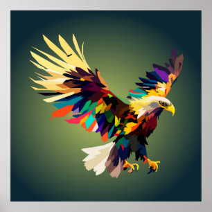 Flying eagle pop art poster