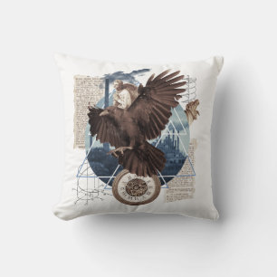 Flying Eagle with several other elements collage Cushion